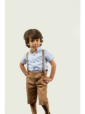 Lulu Kids Erkek Çocuk Yazlık Takım Elbise Papyonlu ve Slopetli "feza" Modeli