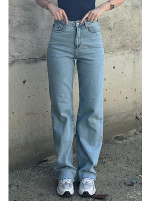 Madmext Mavi Büyük Beden Likralı Kadın Jean MG2060