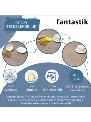 Fantastik Elyaf Astarlı Pvc Masa Örtüsü 100 x 140 cm  Silinebilir Sıvı Geçirmez Leke Tutmaz Bej Puantiye