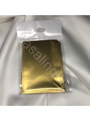 Casalinghi Parlak Altın Kalın Hediye Paketi Çok Küçük Metalize Poşet Bantlı 7x9 cm - 1 Paket (50 Adet)
