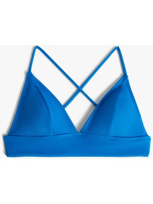 Koton Üçgen Bikini Üstü Dokulu Çapraz Askılı Kaplı