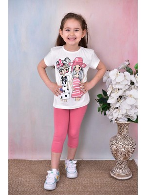 Trendimizbir Kız Çocuk Baskılı Tayt Takım 2 Parça