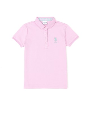 U.S. Polo Assn. Kız Çocuk Pembe Polo Yaka Basic Tişört 50283286-VR041