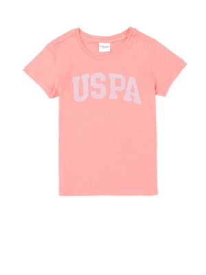 U.S. Polo Assn. Kız Çocuk Neon Pembe Bisiklet Yaka Basic Tişört 50283360-VR105
