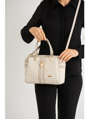 Just Polo Kadın Anneler Günü Özel Baskılı 4 Gözlü El ve Omuz Çantası MDS1201