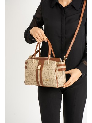 Just Polo Kadın Anneler Günü Özel Baskılı 4 Gözlü El ve Omuz Çantası MDS1201