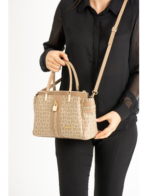 Just Polo Kadın Anneler Günü Özel Baskılı 4 Gözlü El ve Omuz Çantası MDS1201