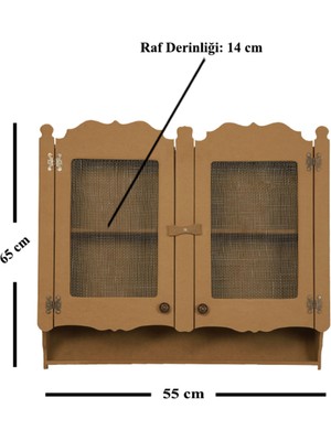 s.tkoleksiyonhobiantika Mdf Boyanabilir 2 Kapaklı Telli Duvar Mutfak Rafı - Terek
