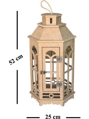 s.tkoleksiyonhobiantika S.tkoleksiyonhobiantikaahşap Boyanabilir Mdf Altıgen Ayaklı Dekoratif Fener, Şamdan , Mumluk 3 Lü Set