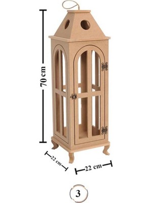 s.tkoleksiyonhobiantika S.tkoleksiyonhobiantikaahşap Boyanabilir Mdf Kare Ayaklı Dekoratif Fener, Şamdan , Mumluk