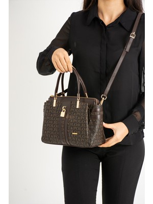 Just Polo Kadın Anneler Günü Özel Baskılı 4 Gözlü El ve Omuz Çantası MDS1201