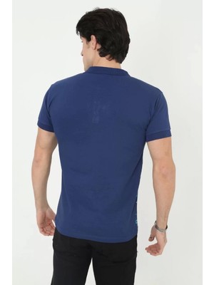 Blacktree Erkek Yakalı Slim Fit Pike Çizgili T-Shirt - Mavi