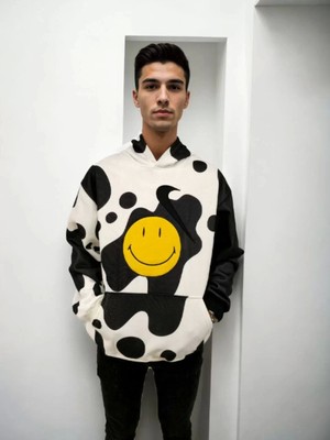 Blacktree Erkek Smiley Face Kapüşonlu Sweatshirt - Siyah