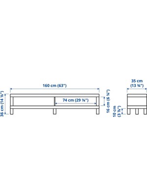 IKEA Lack Tv Sehpası, Beyaz Renk 160X35X36 cm