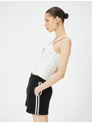 Koton Mini Şort Yüksek Bel Yandan Çizgi Detaylı Cepli