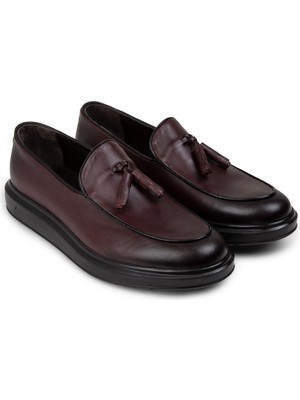 Deery Deri Bordo Comfort Erkek Loafer - 01840MBRDP02