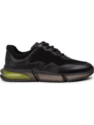 Deery Deri Siyah Erkek Sneaker Ayakkabı - 01725MSYHE07