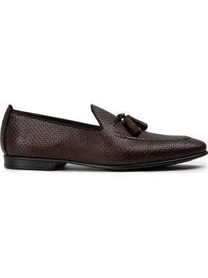 Deery Deri Kahverengi Püsküllü Erkek Loafer - 01701MKHVC28