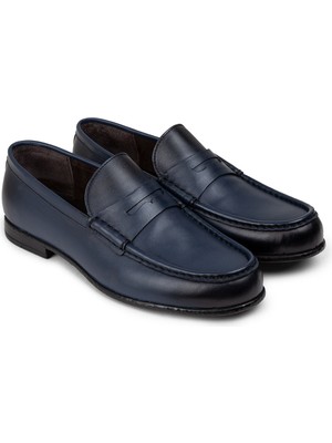 Deery Deri Lacivert Erkek Loafer Ayakkabı - 01510MLCVC04