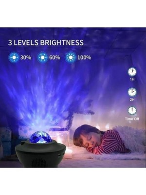 Torima Lw-34 Siyah Starry LED Lazer Projektör Bluetooth Müzik Hoparlör Uzaktan Kumandalı Gece Lambası