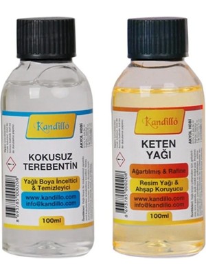 Dünya Magnet Yağlı Boya Seti Yardımcı Malzemeler 2 x 100 ml Terebentin Resim Keten Yağı