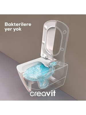 Creavit Elegant Kanalsız Asma Klozet, Creavit Yavaş Kapanan Kapak