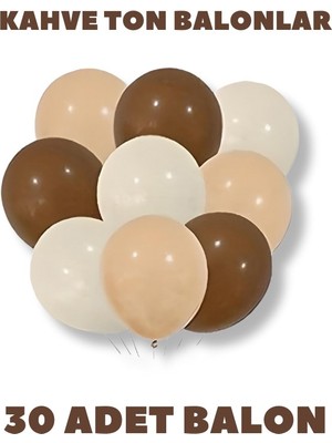 Parti Furyası Retro Balon Kahverengi-Deniz Kumu-Ten Rengi 30 Adet Balon | Retro Balon Kahve Tonlarda Lateks Balon 30 Adet
