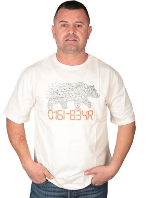 Bad Bear 22.01.07.050_Digibear O Yaka Oversized Baskılı Beyaz Erkek T-Shirt