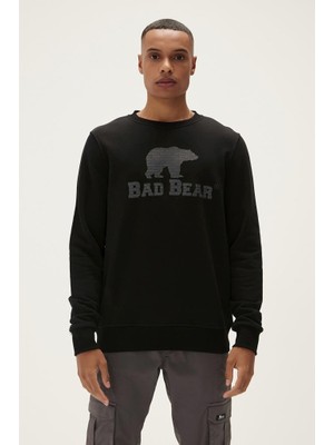 Bad Bear Logo Crewneck Erkek Siyah Sweatshirt 22.02.12.007-C01