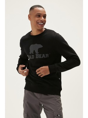 Bad Bear Logo Crewneck Erkek Siyah Sweatshirt 22.02.12.007-C01