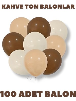 Parti Furyası Retro Balon Kahverengi-Deniz Kumu-Ten Rengi 100 Adet Balon | Retro Balon Kahve Tonlarda Lateks Balon 100 Adet