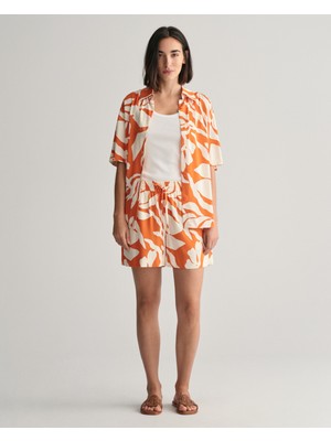 Gant Kadın Turuncu Relaxed Fit Desenli Şort 4020104.860