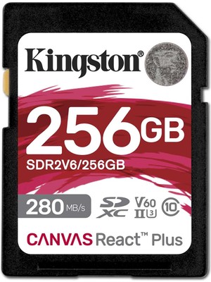 Kingston Canvas React Plus 256GB Sd Class 10 V60 Uhs-Iı Hafıza Kartı 280MB/S Okuma, 150MB/S'YE Varan Yazma SDR2V6/256GB