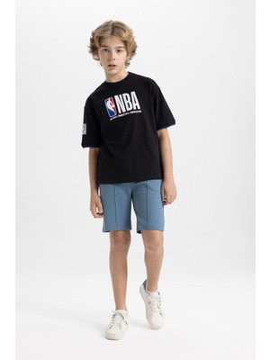 DeFacto Erkek Çocuk NBA Wordmark Oversize Fit Bisiklet Yaka Kısa Kollu Tişört C0385A824SM