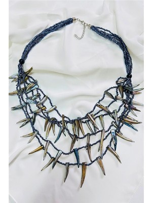 Petek Aksesuar Tasarım Doğaltaş Sedef Çoklu Boncuk Kolye