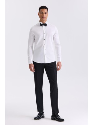 Jakamen Düz Dar Kalıp - Slim Fit Beyaz Gömlek