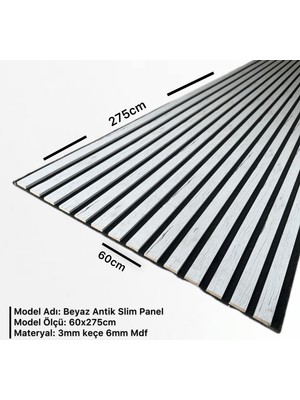 Dekor Var Akustik Slim Duvar Kaplama Paneli Beyaz MDF 60 cm x 275 cm Modern Tasarım