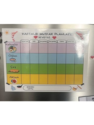 Hdg Manyetik Mıknatıslı Haftalık Menü Planlayıcı Magnet Mıknatıslı Yazı Tahtası  30x50 cm +1 Kalem