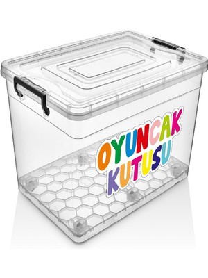 Deembro Oyuncak Saklama Kutusu 20 Lt Düzenleyici Çocuk Odası Dolap Içi Kilitli Baskılı Oyuncak Saklama Kabı büyük boy