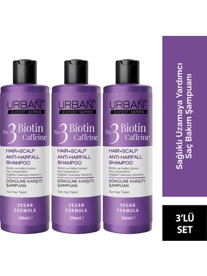 URBAN Care Expert Biotin ve Kafein Şampuan 3 Adet 350 ML Koruyucu Etki ile Hızlı Uzama Sağlar