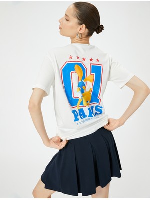 Koton Tweety Tişört Lisanslı Arkası Baskılı Kısa Kollu Bisiklet Yaka Pamuklu