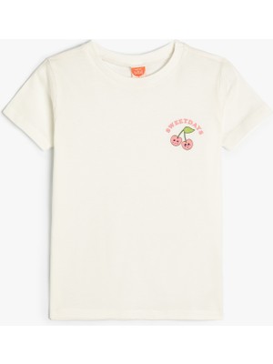 Koton Tişört Kiraz Baskılı Kısa Kollu Yuvarlak Yaka Pamuklu