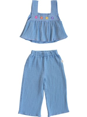 Miela Kids Flouncy Müslin Crop Set - Sky Blue