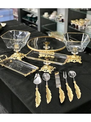 Santara Avangard Gold Döküm Ayak 5 Adet Sunumluk ve Özel Tasarım 5'li Servis Setinden Oluşan Muhteşem Set