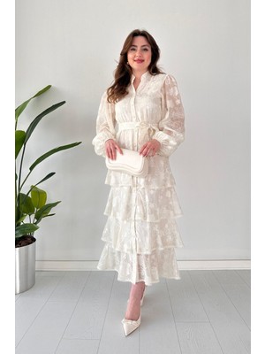 Mazi Butik Kat Kat Tasarım Elbise Bej