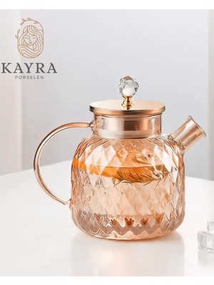 Kayra Kabartmalı Borosilikat Cam Demlik 1000 ml Şık Tasarım ve Dayanıklılık Özelliği ile