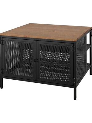 IKEA Siyah 68X68X48 cm Rustik Orta Sehpa Depolama Masası