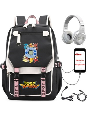 Yuying Shop No.10 Stili Anime Digimon Macera Sırt Çantası Unisex Seyahat Sırt Çantası Öğrenci Okul Kitap Çantası USB Şarj Gençler Dizüstü Packsack (Yurt Dışından)