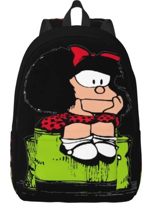 Yuying Shop No.6 Stili 31X16X45CM Mafalda Karikatür Kanvas Sırt Çantası Erkekler Kadınlar Için Suya Dayanıklı Okul Koleji Anime Çanta Baskı Okul Çantalarını (Yurt Dışından)