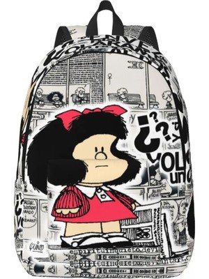 Yuying Shop No.6 Stili 31X16X45CM Mafalda Karikatür Kanvas Sırt Çantası Erkekler Kadınlar Için Suya Dayanıklı Okul Koleji Anime Çanta Baskı Okul Çantalarını (Yurt Dışından)